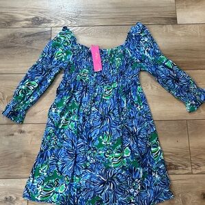 Lilly Pulitzer Blue and Green Floral Kids Dress